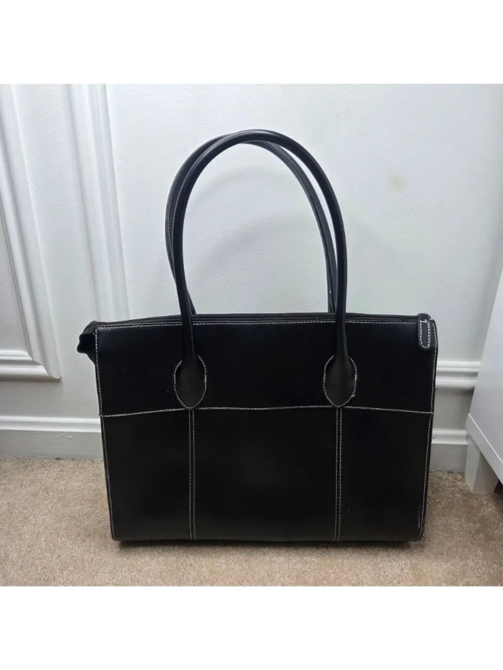 Wilsons Leather Black Laptop Bag Shoulder Bag Top Handle Women's